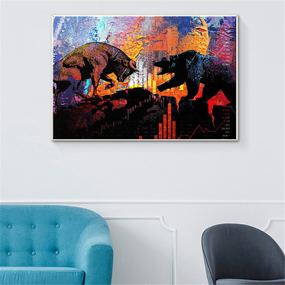 Bull Vs Bear Oil Painting Canvas