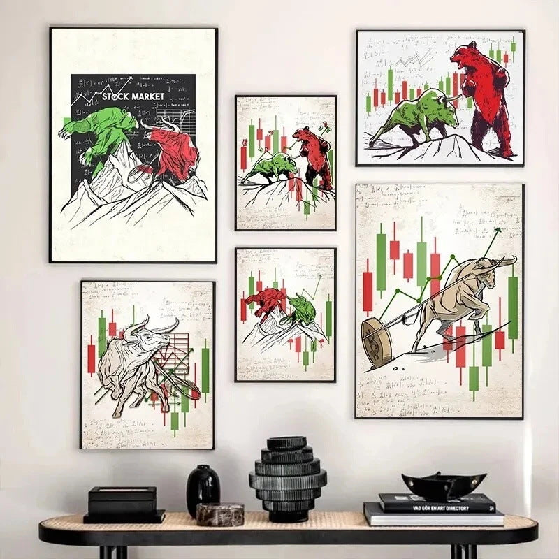 Bull Vs Bear Stock Market Canvas