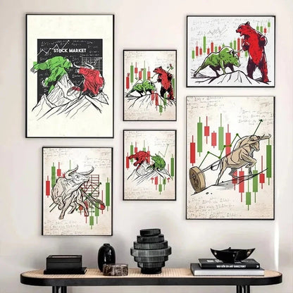 Bull Vs Bear Stock Market Canvas